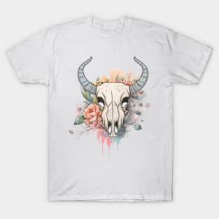 Goat Skull Flowers Colorful T-Shirt